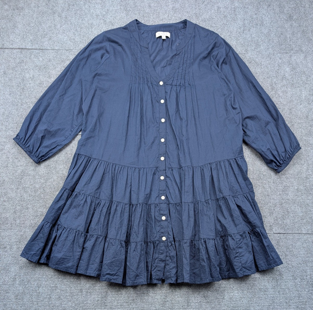 Lake Pajamas Dress Womens Small Cotton Blue Coastal Quiet Luxury Minimal Tiered